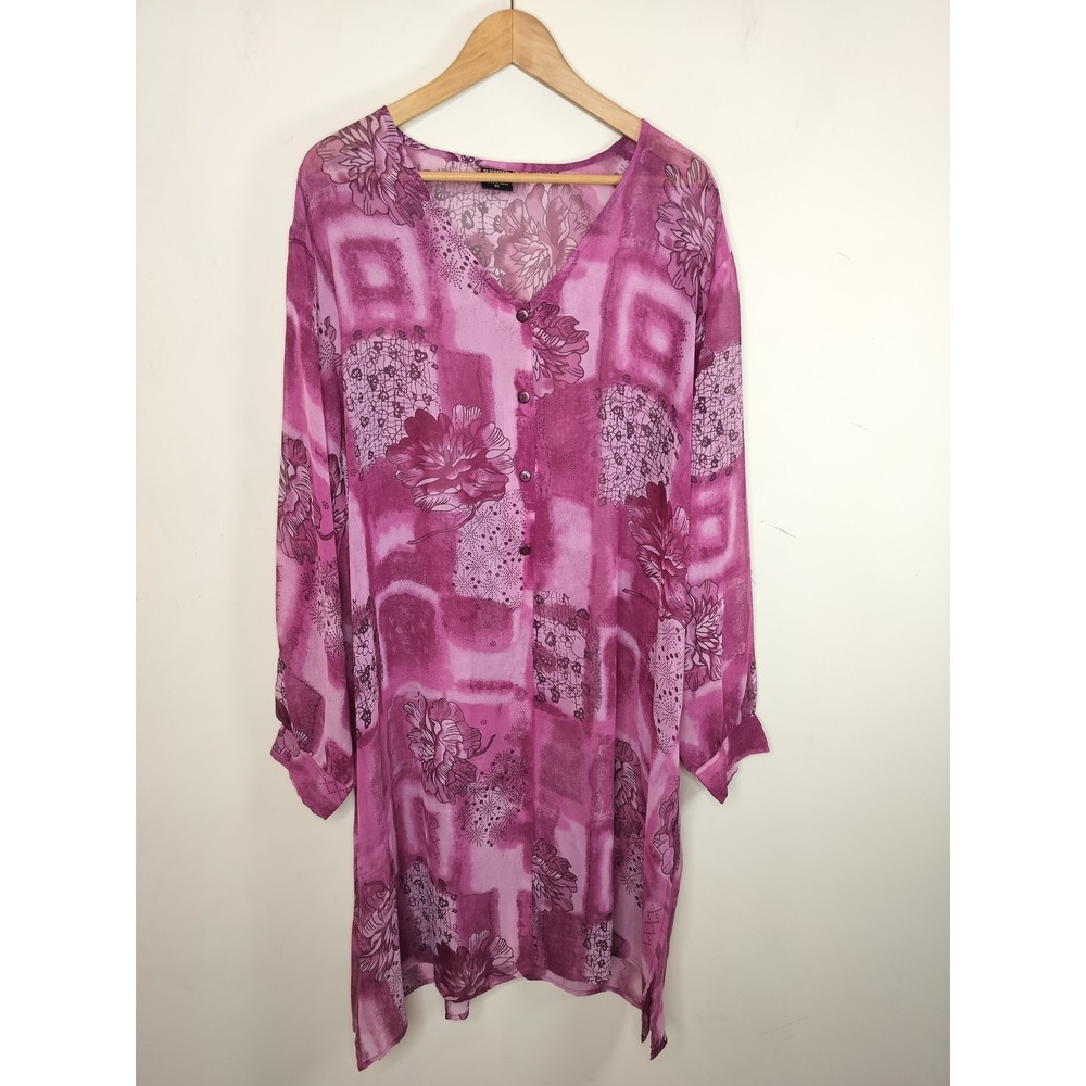 Revue Long Floral Tunic Duster Sheer